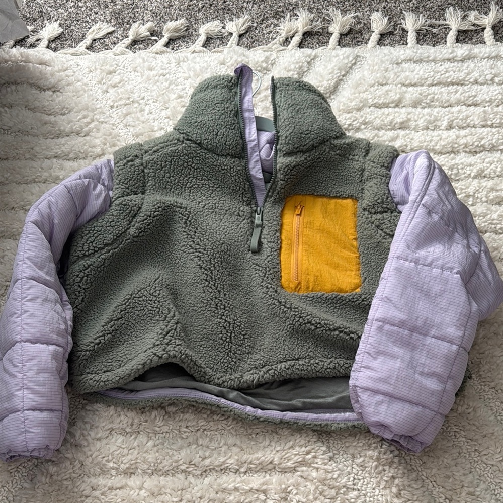 Free People Green and Purple Jacket with Yellow Pocket